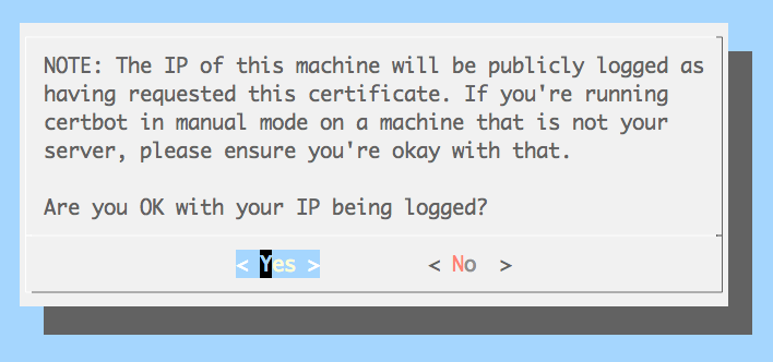 Certbot IP Prompt Screenshot